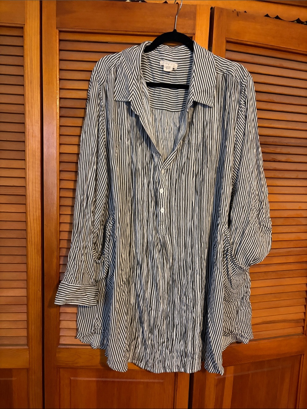 torrid FESTI Charcoal Gray and White Striped Tunic